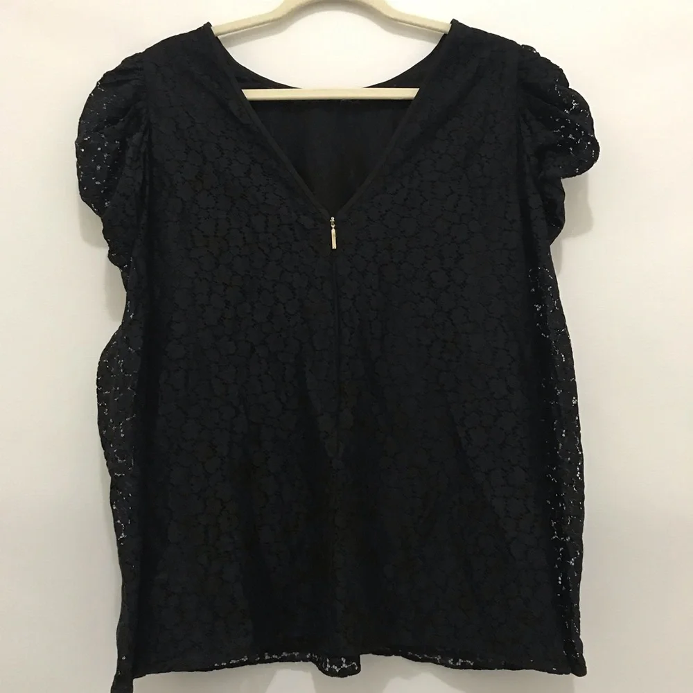 Kate Spade New York Flora Lace Puff Sleeve Blouse Size 14